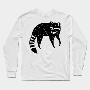 Raccoon Funny Nursery Cartoon Hand Drawing Long Sleeve T-Shirt